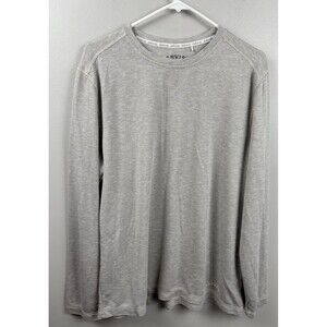 Orvis LG Large Gray/White Stripe Long Sleeve Crew Neck Classic Collection